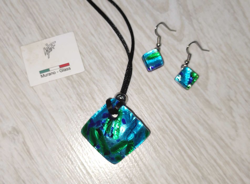 Colar e Brincos Vidro de Murano