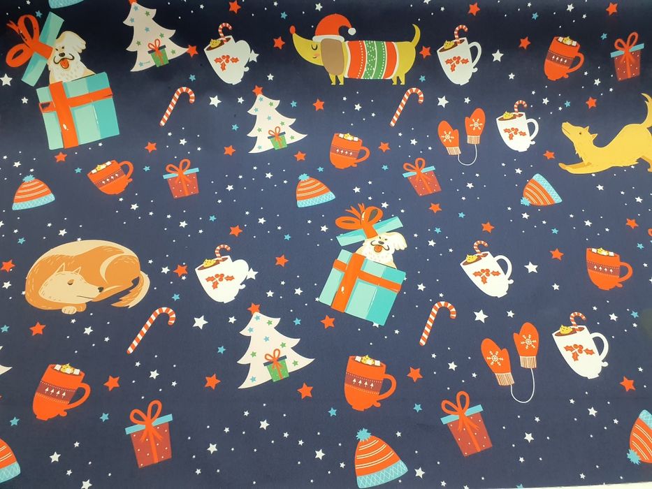 Tkanina świąteczna Oxford granat