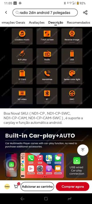 Vendo radio de carro novo