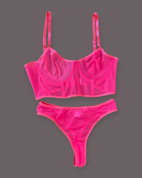 Комплект жіночої білизни, колір неонової фуксії. Новий (S)