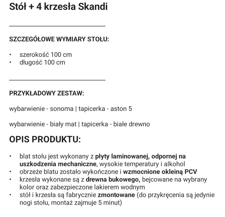 Stół z krzesłami