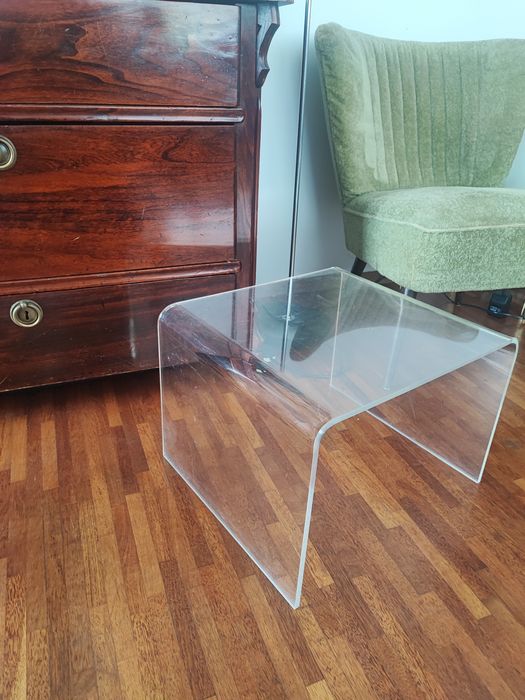 Stolik pleksi akrylowy lata 70, vintage, loft, design