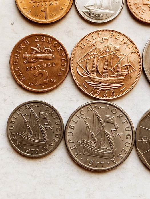 Монеты мира.Парусник,корабли.9шт. Оригинал
