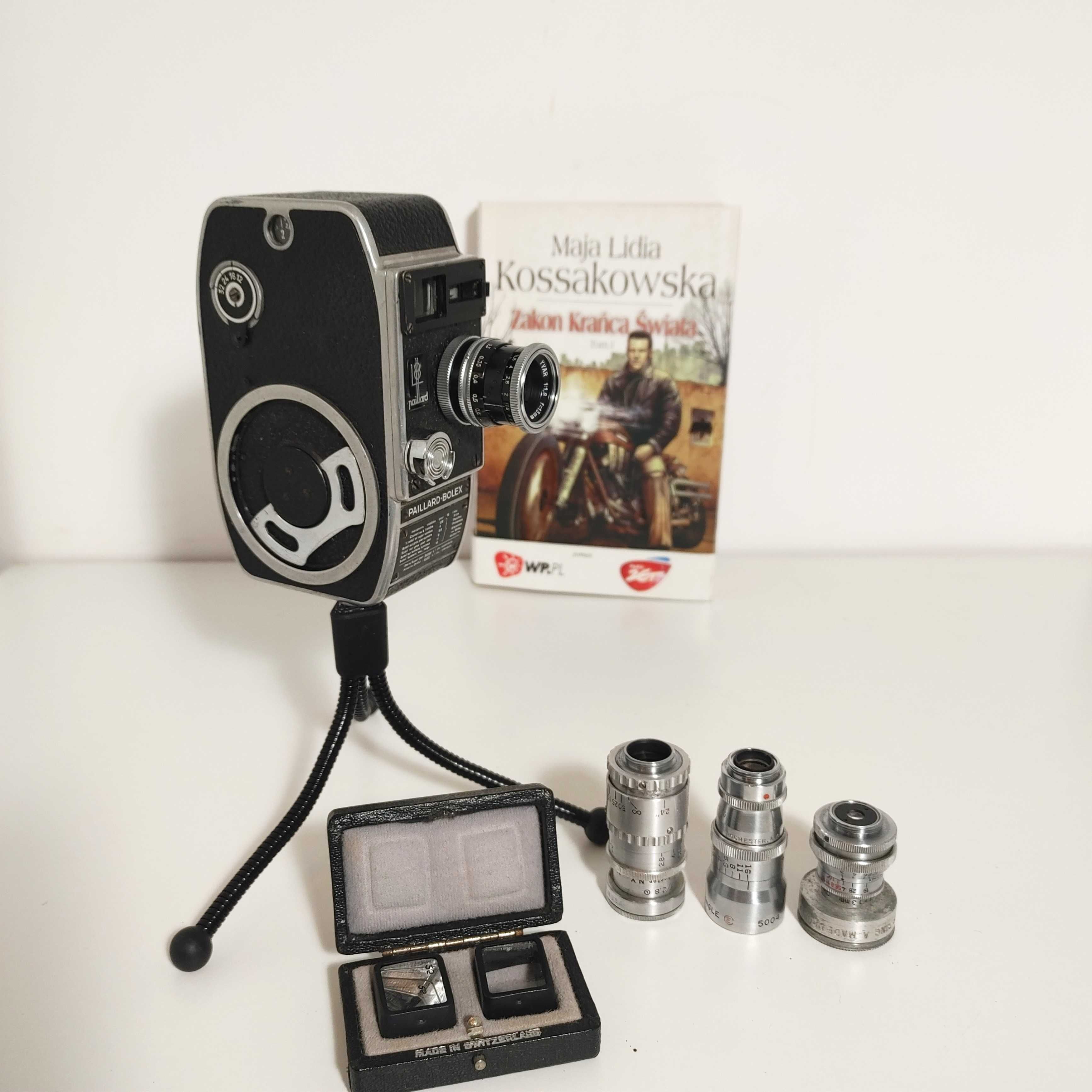 Komplet Kamera filmowa 8mm Paillard Bolex z czterema obiektywami