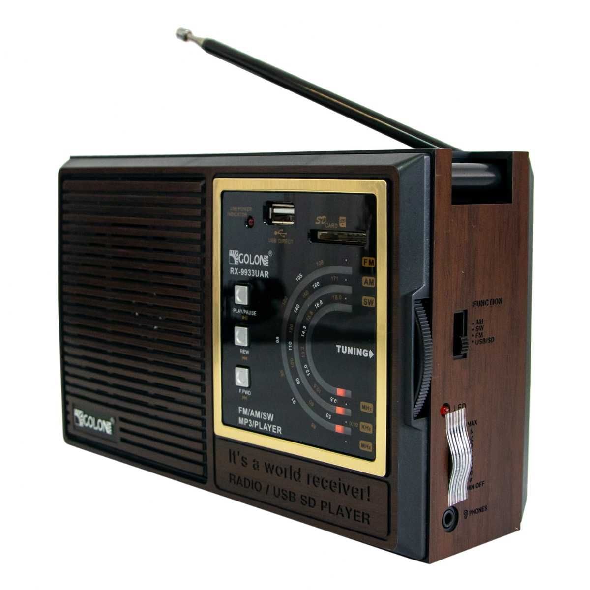 Радіоприймач Golon RX-9933 UAR 220В Bluetooth Акумулятор usb Наушники