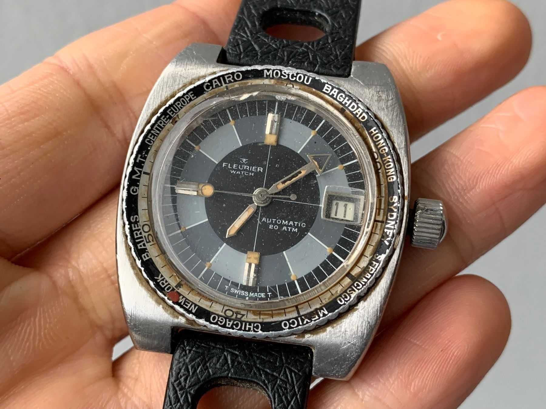 Piękny klimatyczny diver Fleurier vintage