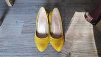 Cytrynowe szpilki buty na słupku buty na obcasie żółte wygodne