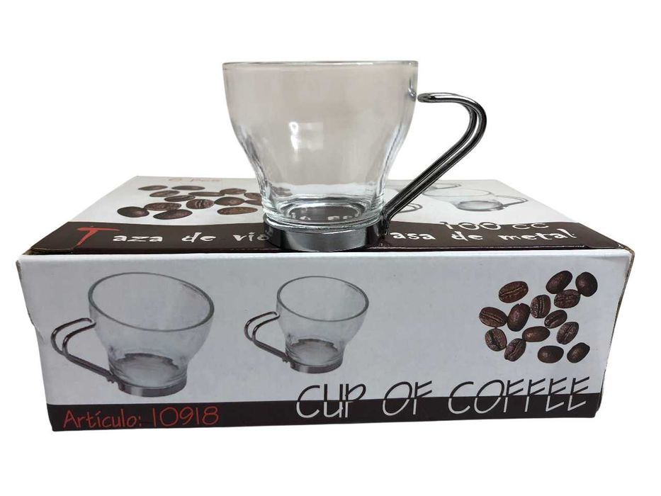 2635 Zestaw Komplet Filiżanek Do ESPRESSO Szklane 100ml 6szt