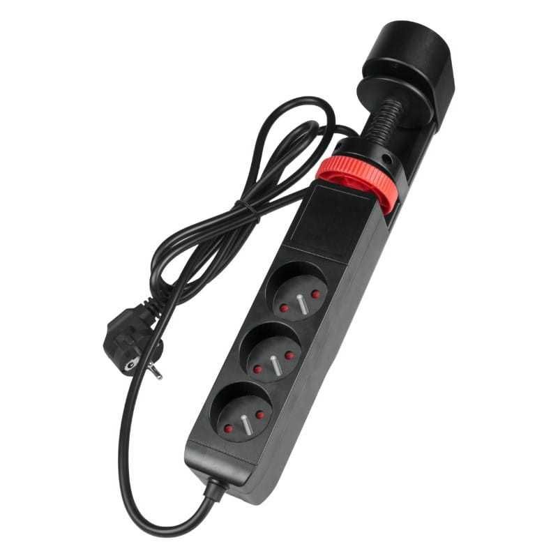 Listwa podblatowa, 3 gniazda, 3 x USB, 1,5 m, czarna lub biała