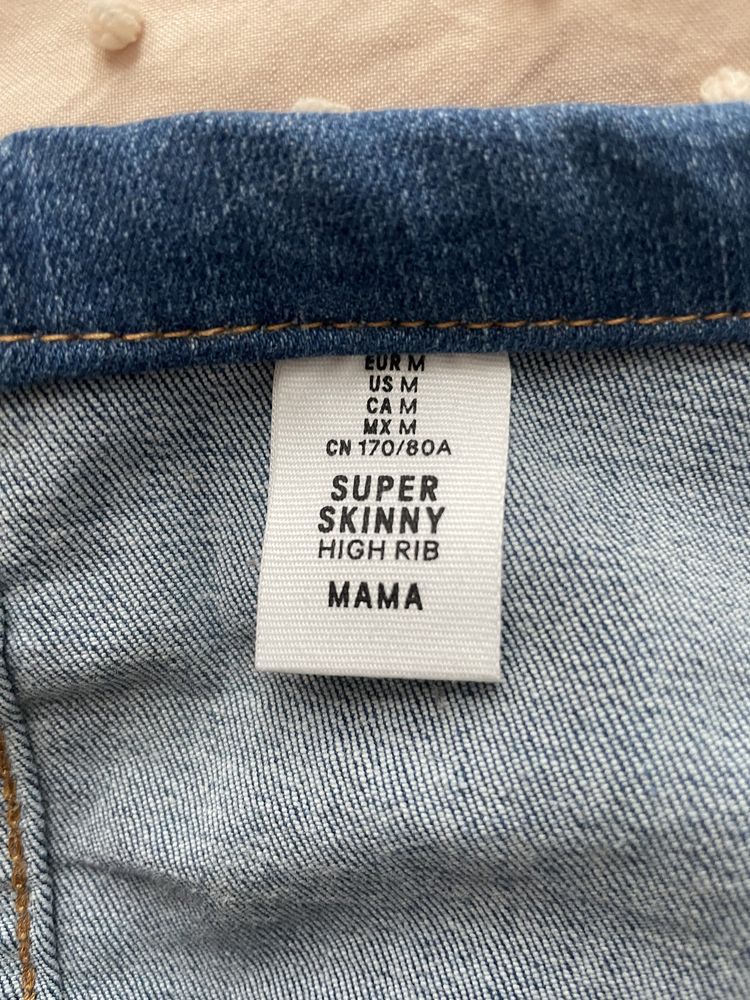 dżinsy super skinny high rib H&M mama