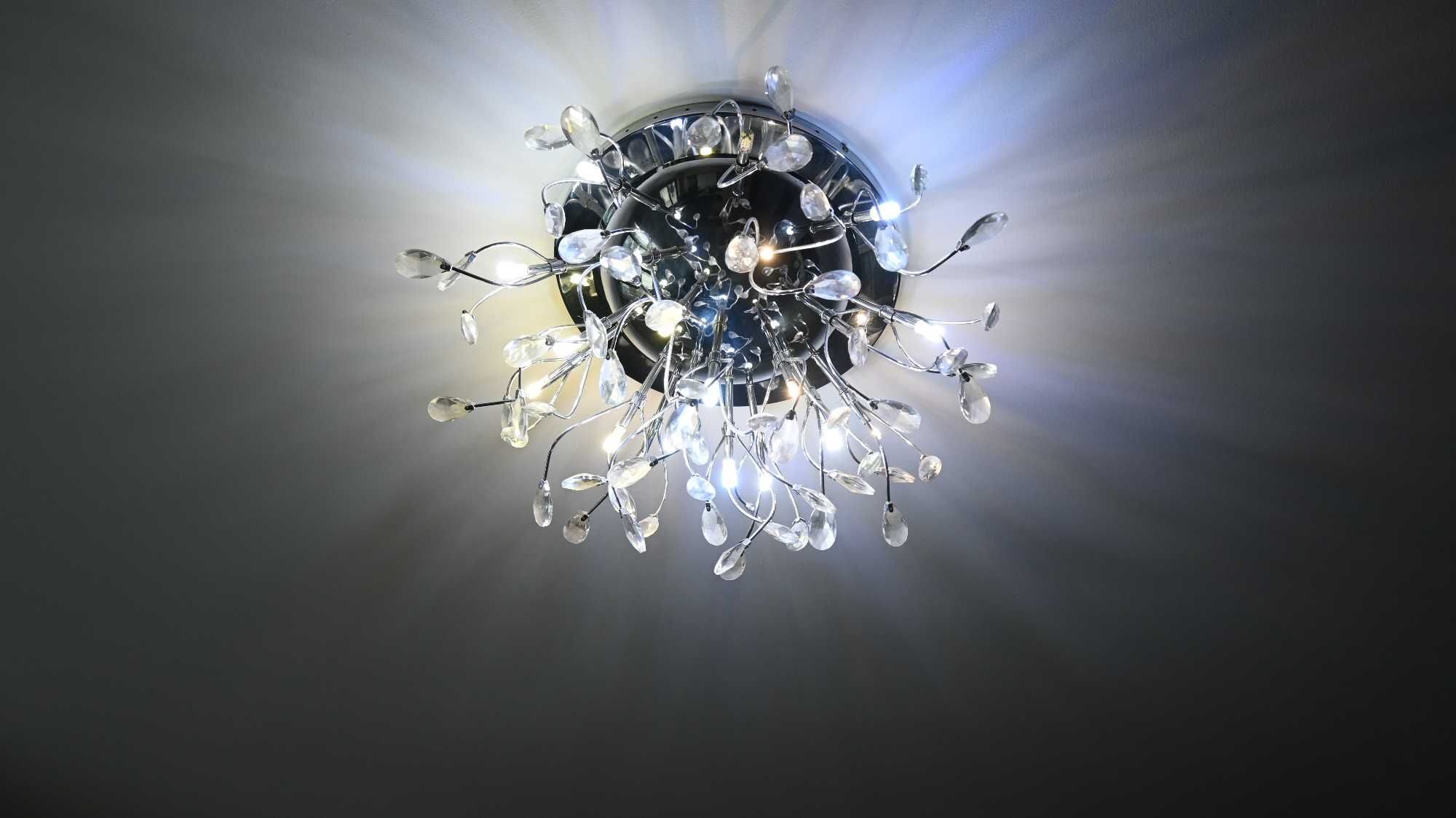 Lampa,  plafon sufitowy z kryształkami 25 zarówek Led