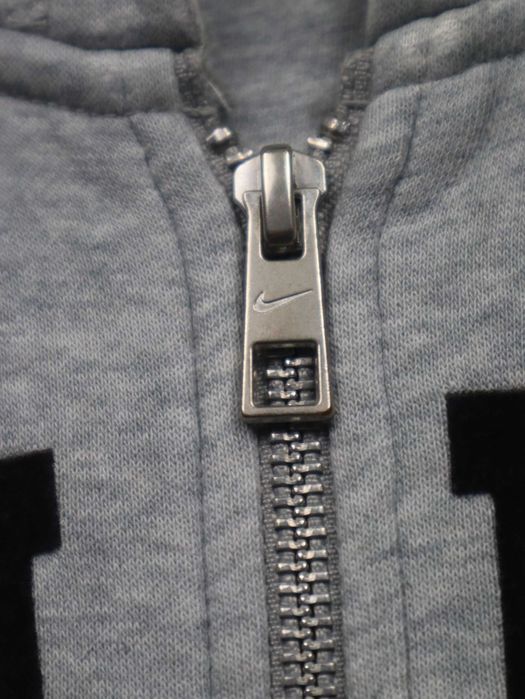 Vintage Retro Nike 72 szara bluza rozpinana z kapturem z czarnym logo