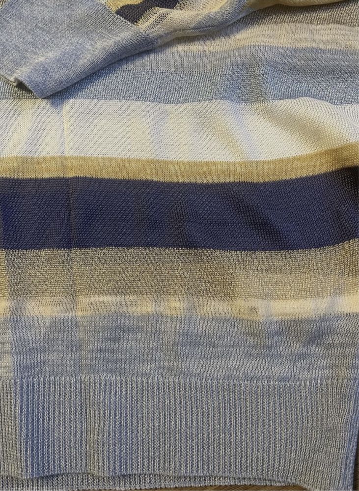 Sisley sweter w pasy niebieskie roz. XS