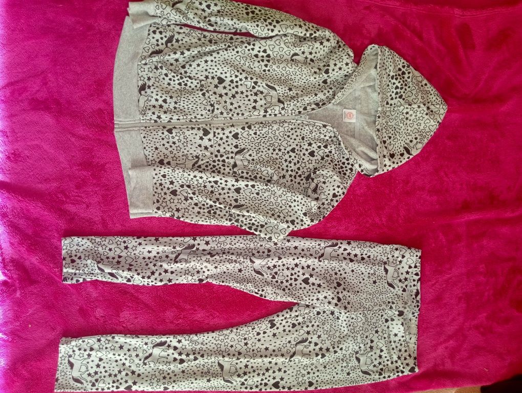 Nowa Rozpinana bluza dresowa spodnie dresowe komplet r.140 siwa