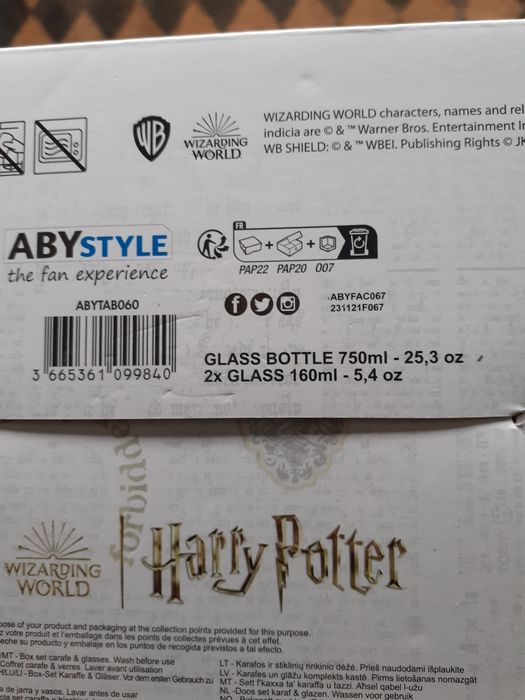 Komplet karafka i 2 szklaneczki + sowa Hedwiga - Harry Potter