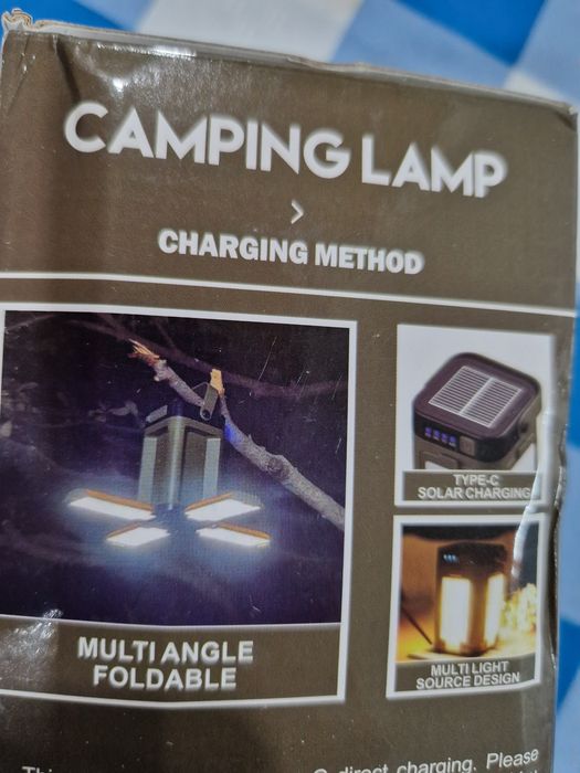 Luz camping solar recarregável.  Nova