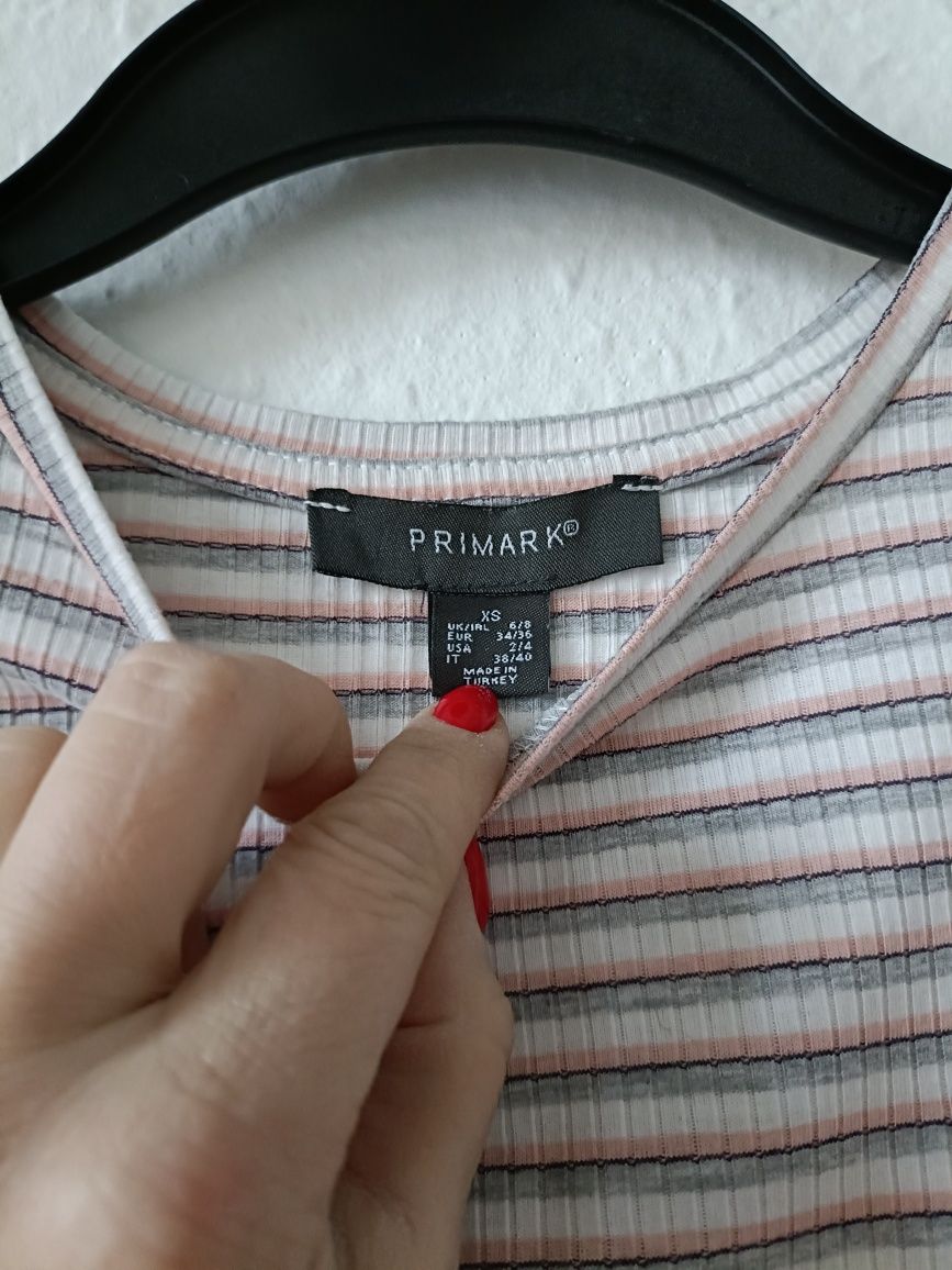 Fajny crop top prążek paski rozm. XS Primark