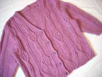Sweter zapinany Robiony na drutach 44 46