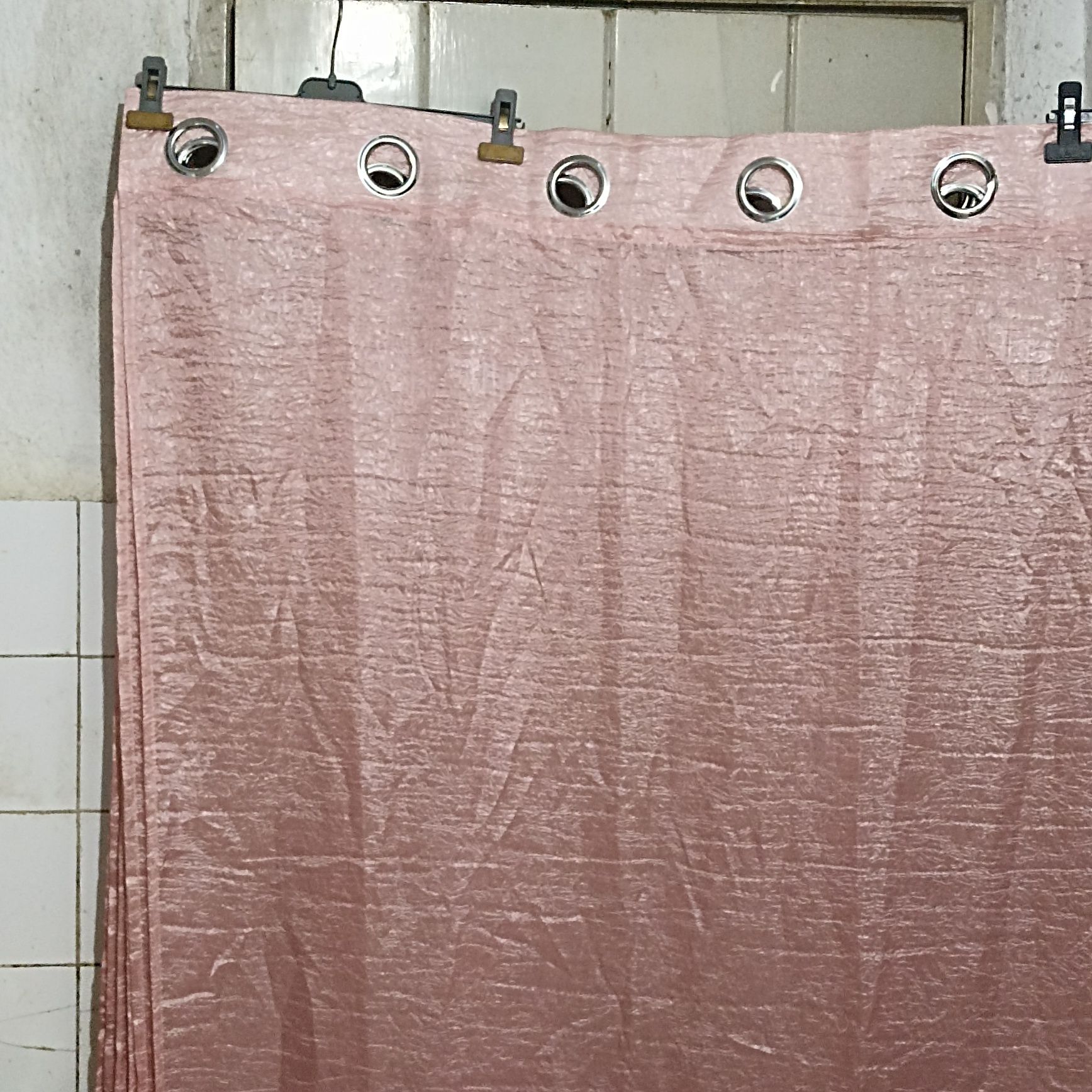 Três pares de Cortinados Rosa Transparente