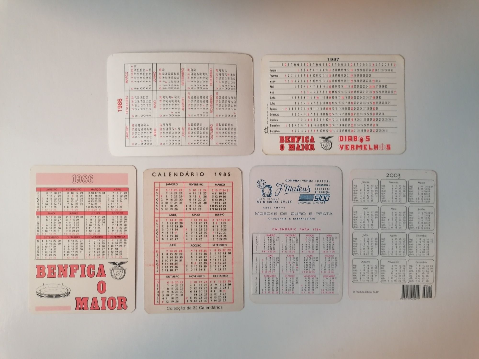 Conjunto de 6 calendários de vários anos do Benfica

1984,1985,1986,