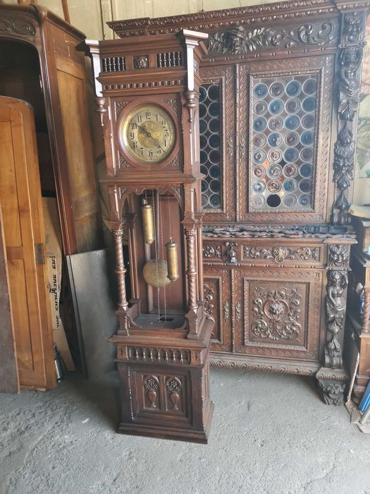 *Piękny zegar eklektyczny, stojący, ok.1900r., antyk* transport