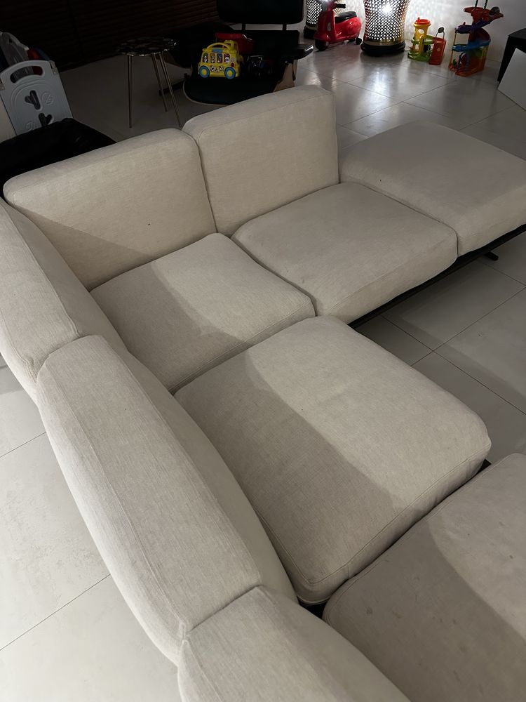 Sofa FlexForm, de penas, luxo italiano bege 3metros com chaise-long