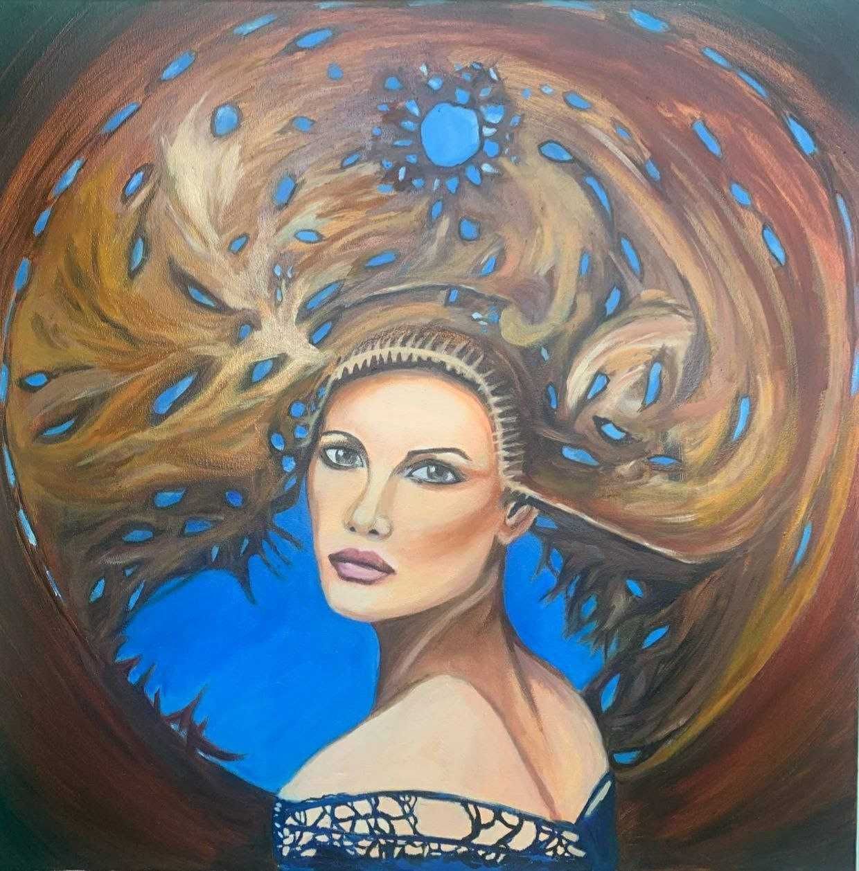 Картина "Королева друидов", масло, холст на подрамнике 60*60