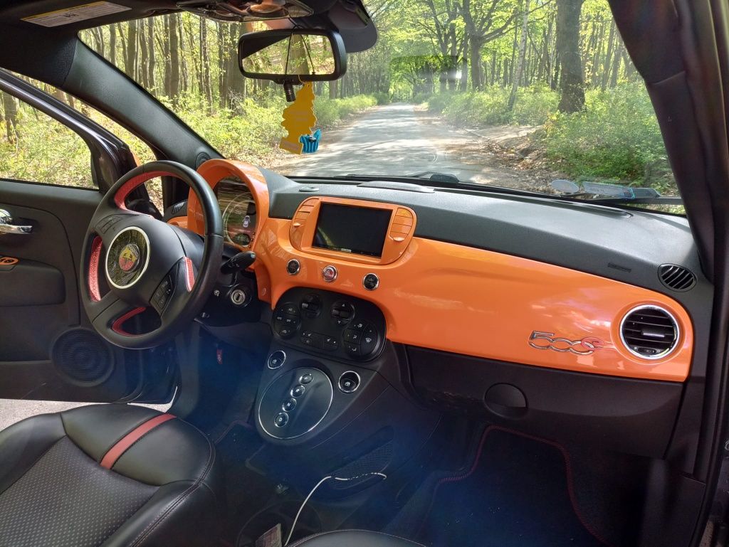Fiat 500e Abarth, 2014r. Klima, kamera, Alu 17" czarna podsufitka