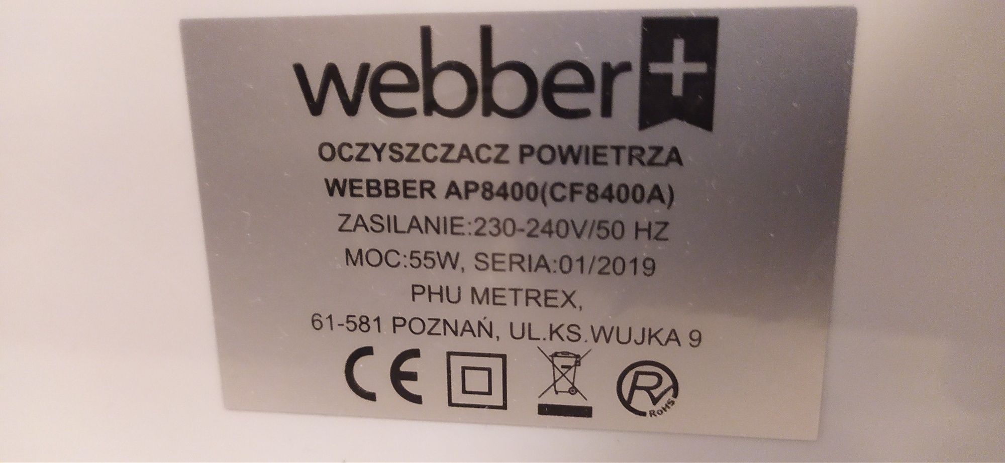 Oczyszczacz powietrza Webber AP8400+nowy filtr!