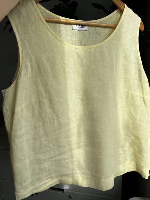 100% lniany komplet koszula i top zolty 42 xl len