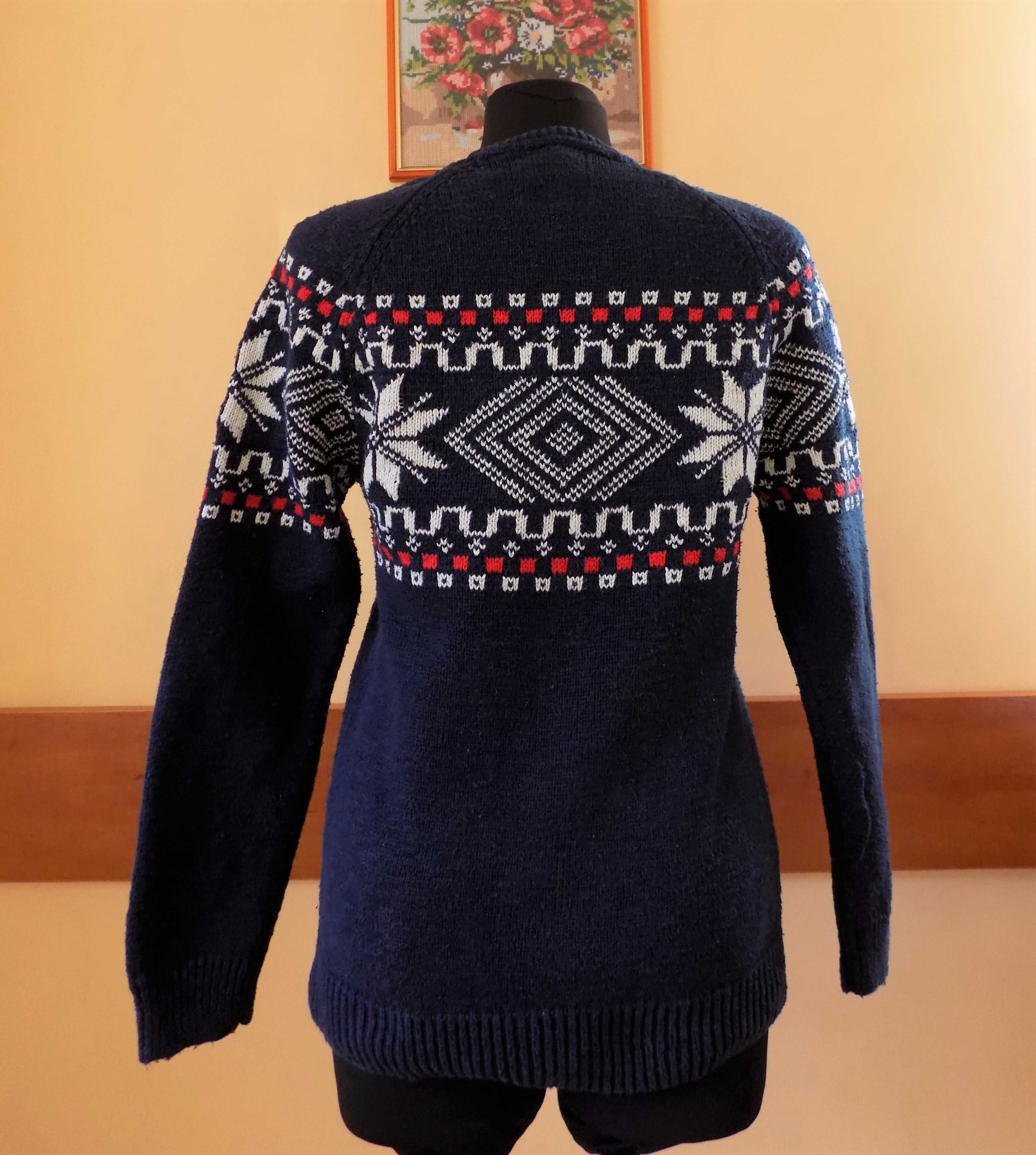 Granatowy sweter damski w norweski wzór, Hampton Republic, rozm. 36/38