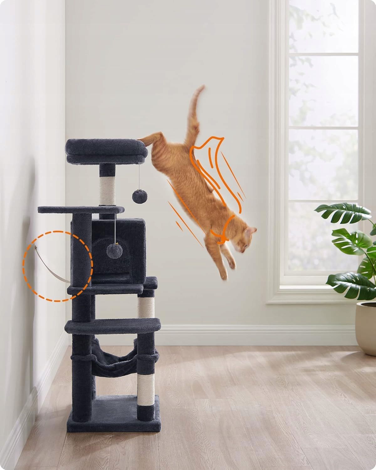 Drapak Wielopoziomowy domek dla kota z 4 drapakami 2 platformy 112cm