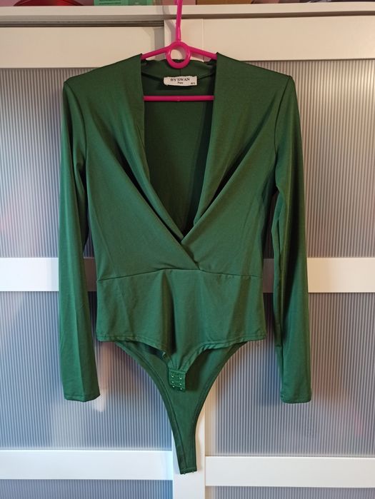 Eleganckie body damskie zielone m/l