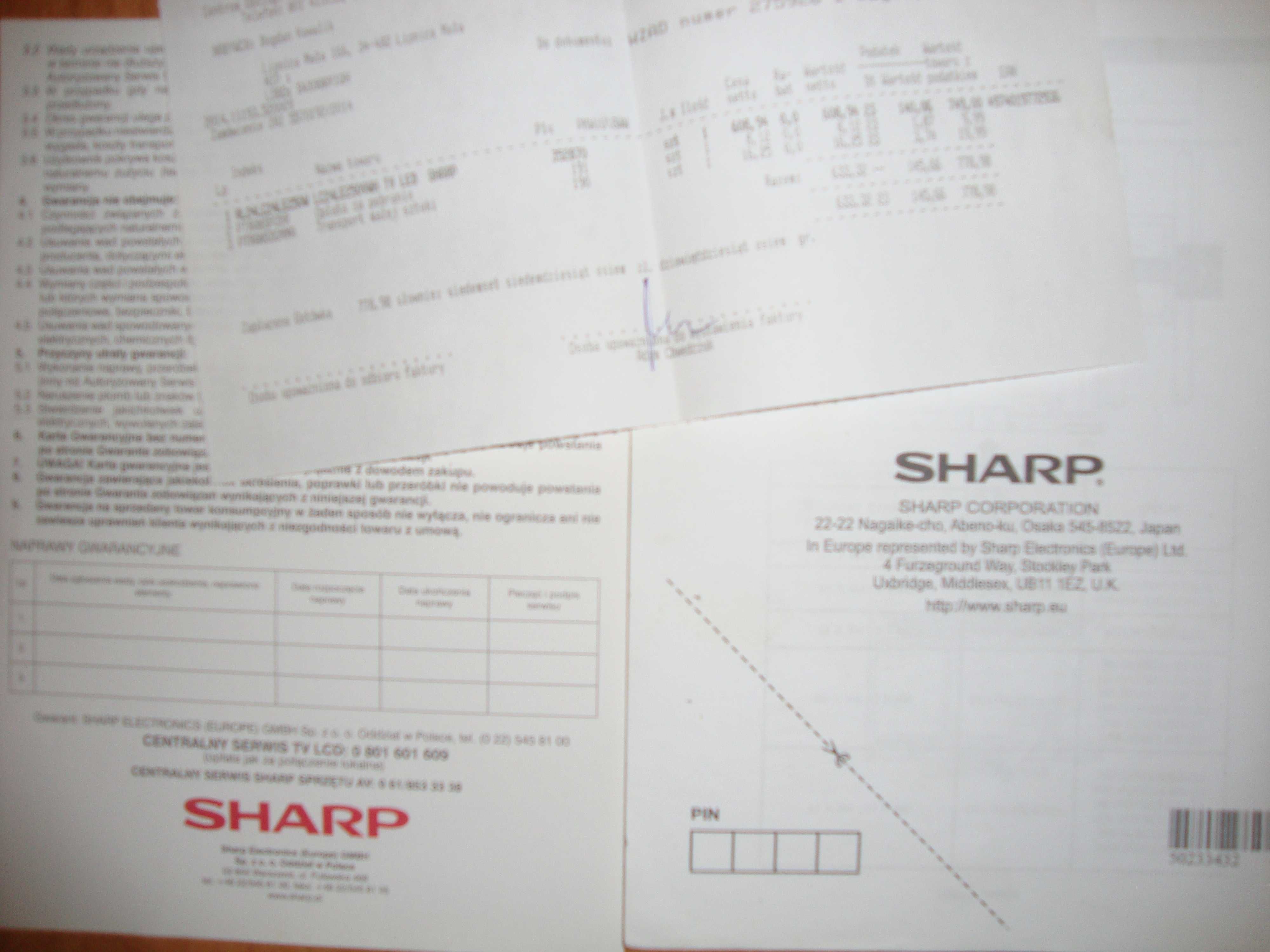 sprzedam telewizor sharp z dekoderem do odbioru tv naziemnej