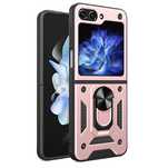 Etui Hybrid Armor Camshield do Z Flip 5/5G z osłoną na aparat - różowe