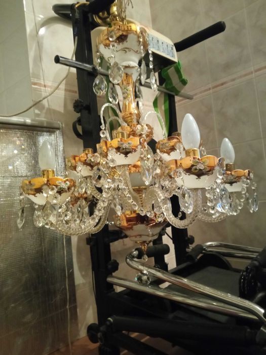 Винтажная  люстра богемский хрусталь, смальта Tomia Bohemia.