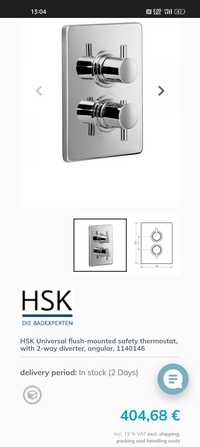 Bateria termostatyczna HSK nowa komplet podtynkowa prysznic kran