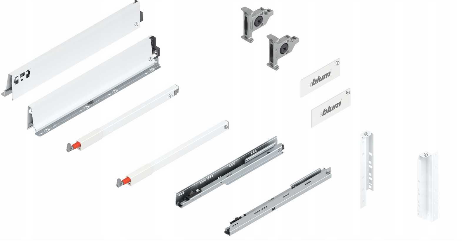 BLUM Szuflada Tandembox 500 Niska N Biała 30kg lub Wysoka Biała 30kg