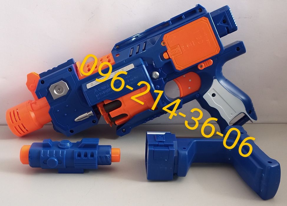 Бластер автомат детский на батарейках с пульками NERF