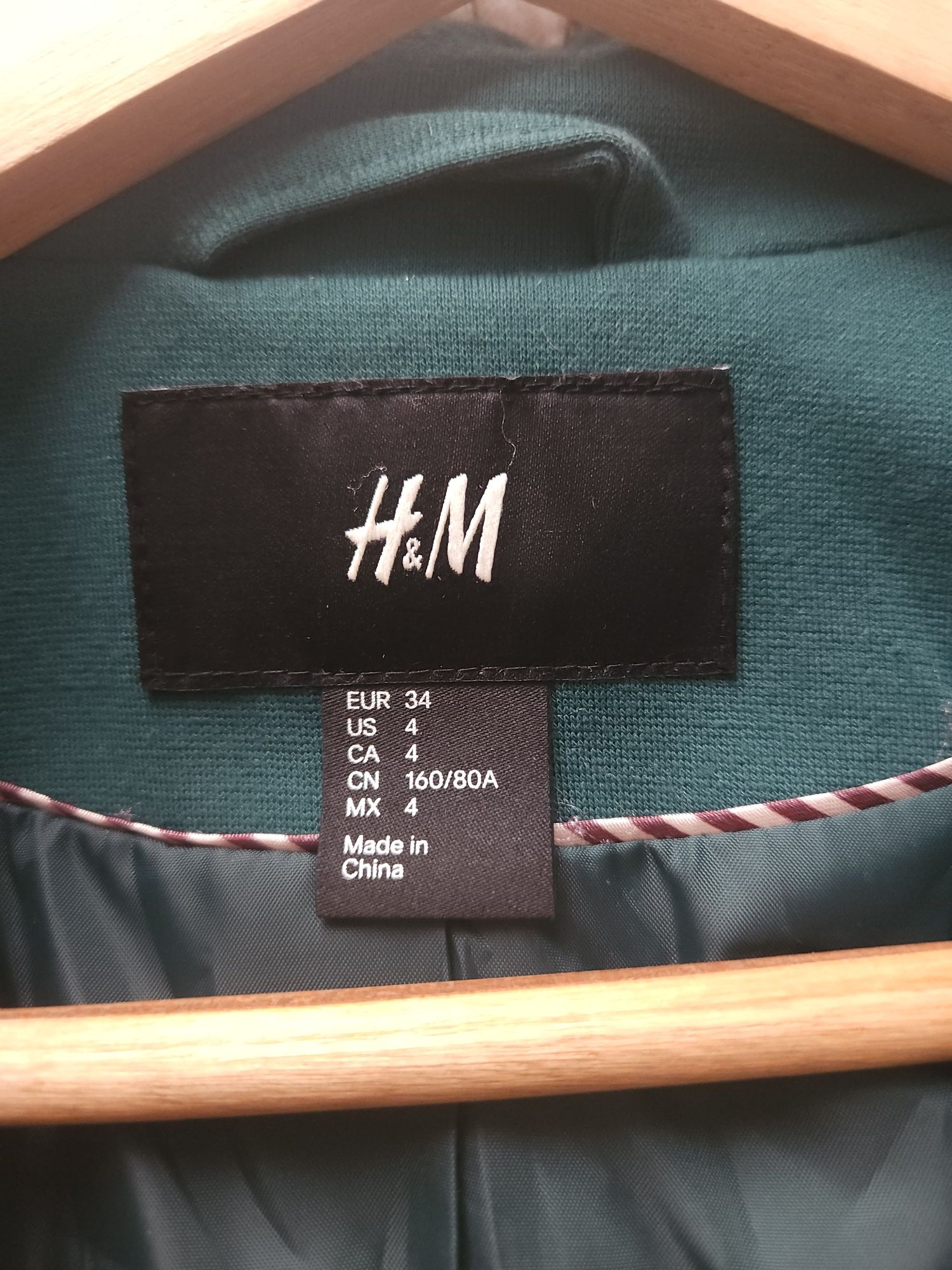 Marynarka, żakiet, H&M, butelkowa zieleń, 34, XS, używana