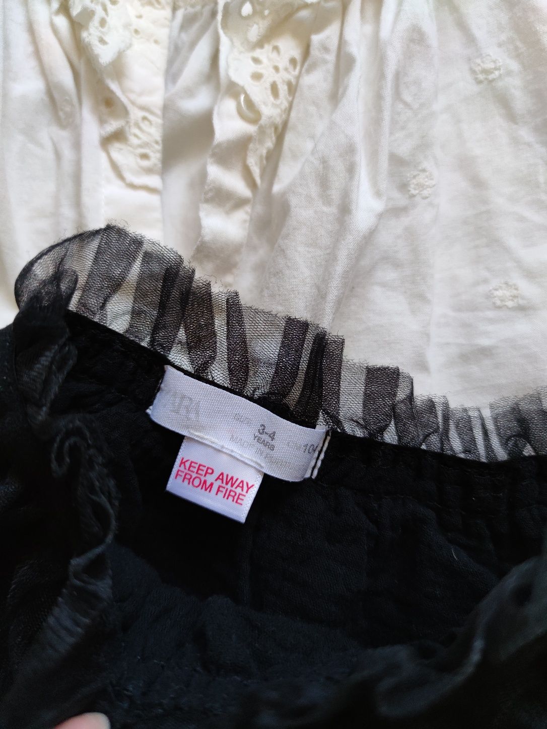 Zestaw Zara biała bluzka spódnica 104