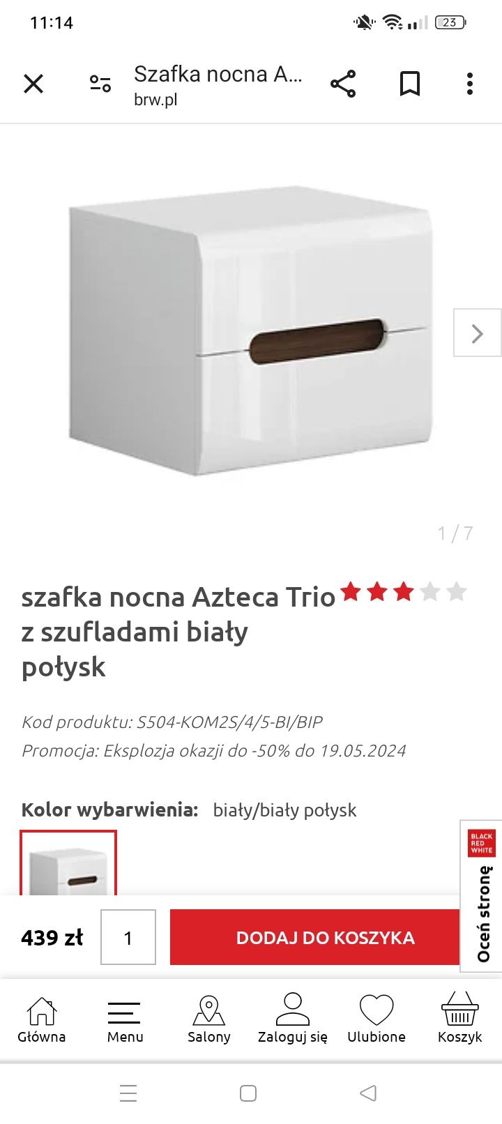 Szafka nocna biały połysk