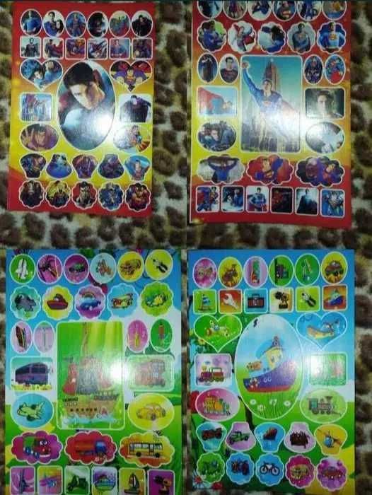 Наліпки паперові смайлы смайлики наклейки тварини транспорт ЛИСТ