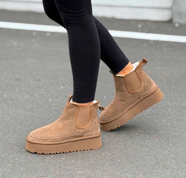 Жіночі зимові угги-челсі Stilli (36-41) Черевики на хутрі замшеві