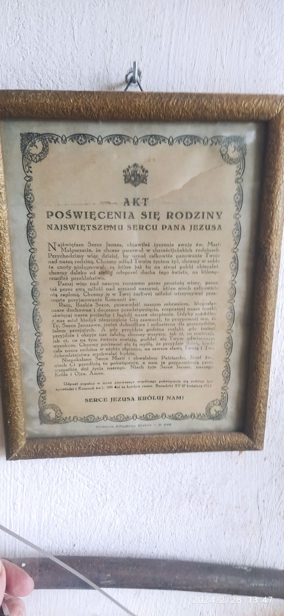 Stary Akt poświęcenia rodziny  PRL