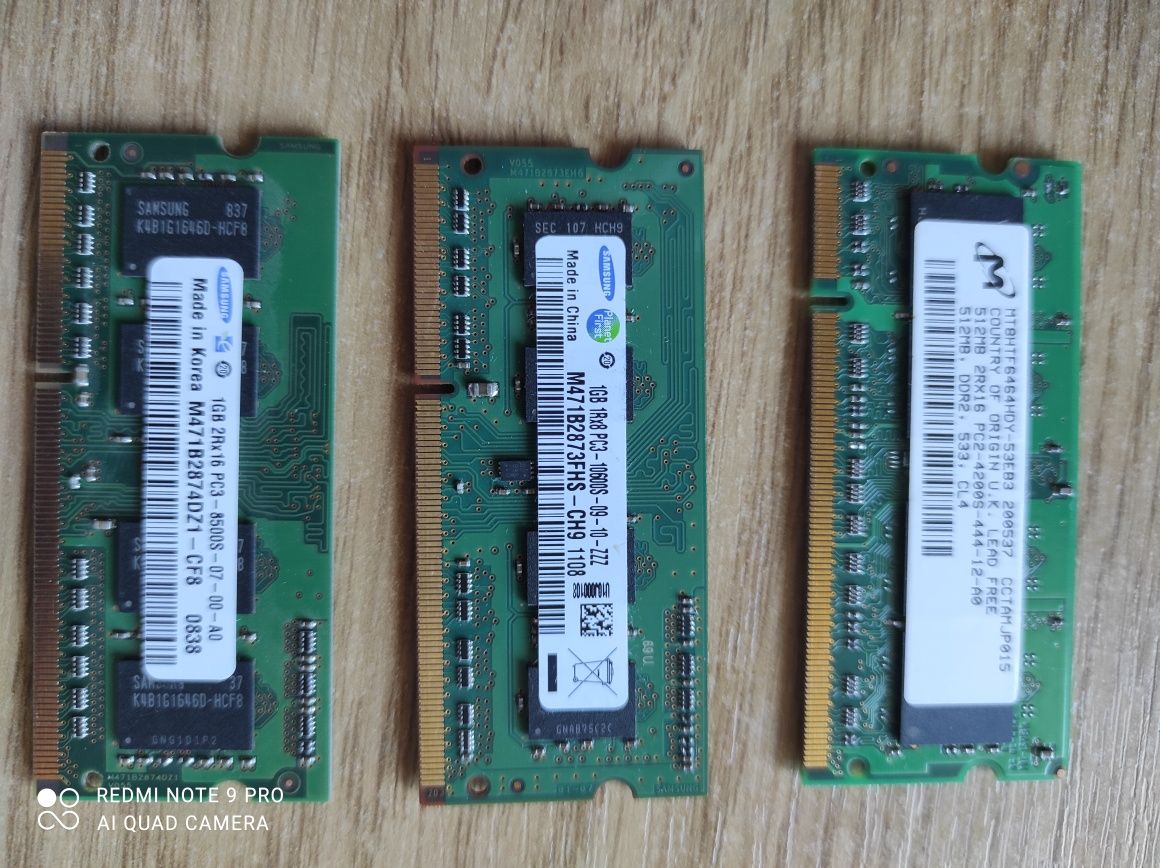 Pamięć DDR3  Samsung 1gb x 2 szt.