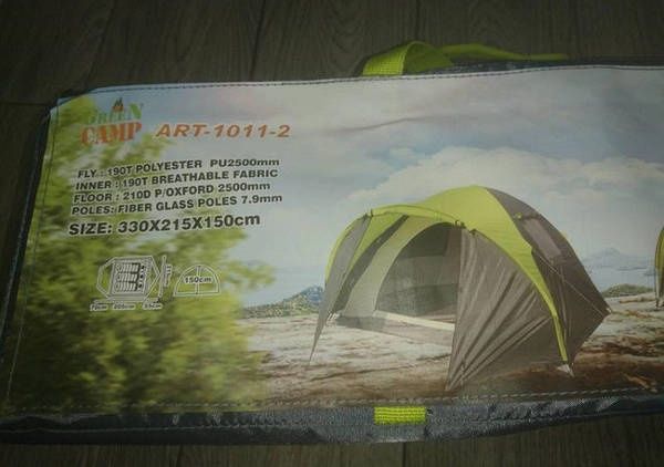 Намет Green Camp 1011-2. 3-х місцевий. 2-х шарова. 2 входи. Тамбур