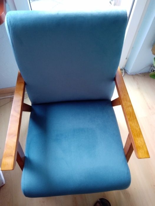 Fotel PRL lazurowy