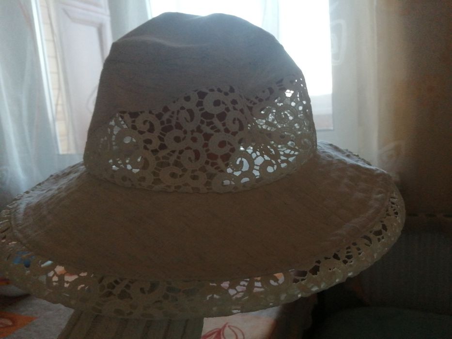 Шляпа капелюх шляпка панамка летняя от солнца пляжная ажурная из льна