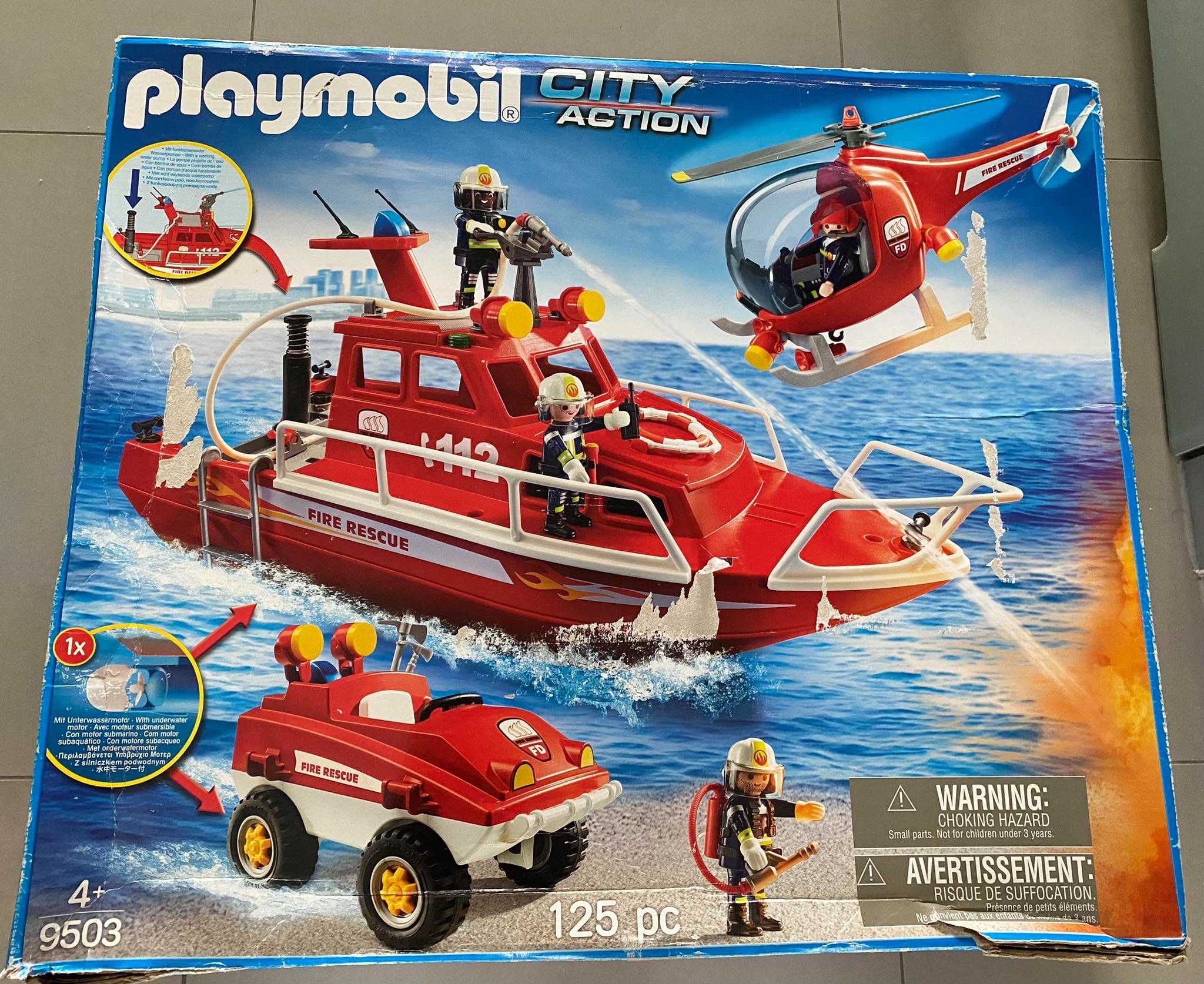 Playmobil 9503 Łódź Strażacka z Helikopterem